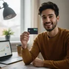 Stori: Las tarjetas de crédito digitales que están revolucionando el financiamiento 5 Hombre sosteniendo una tarjeta de crédito sin anualidad